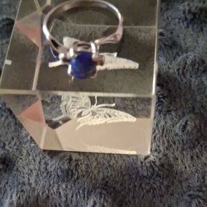 Artisan Blue Star Saphire Ring with Intricate Metalwork